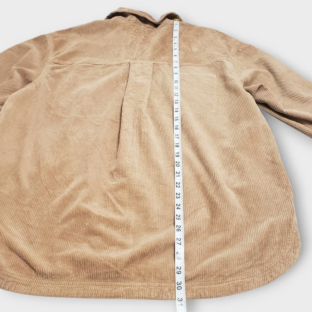 Madewell Corduroy Kentwood Oversized Shirt Tail Jacket Shacket Large Tan Pockets - Picture 14 of 14
